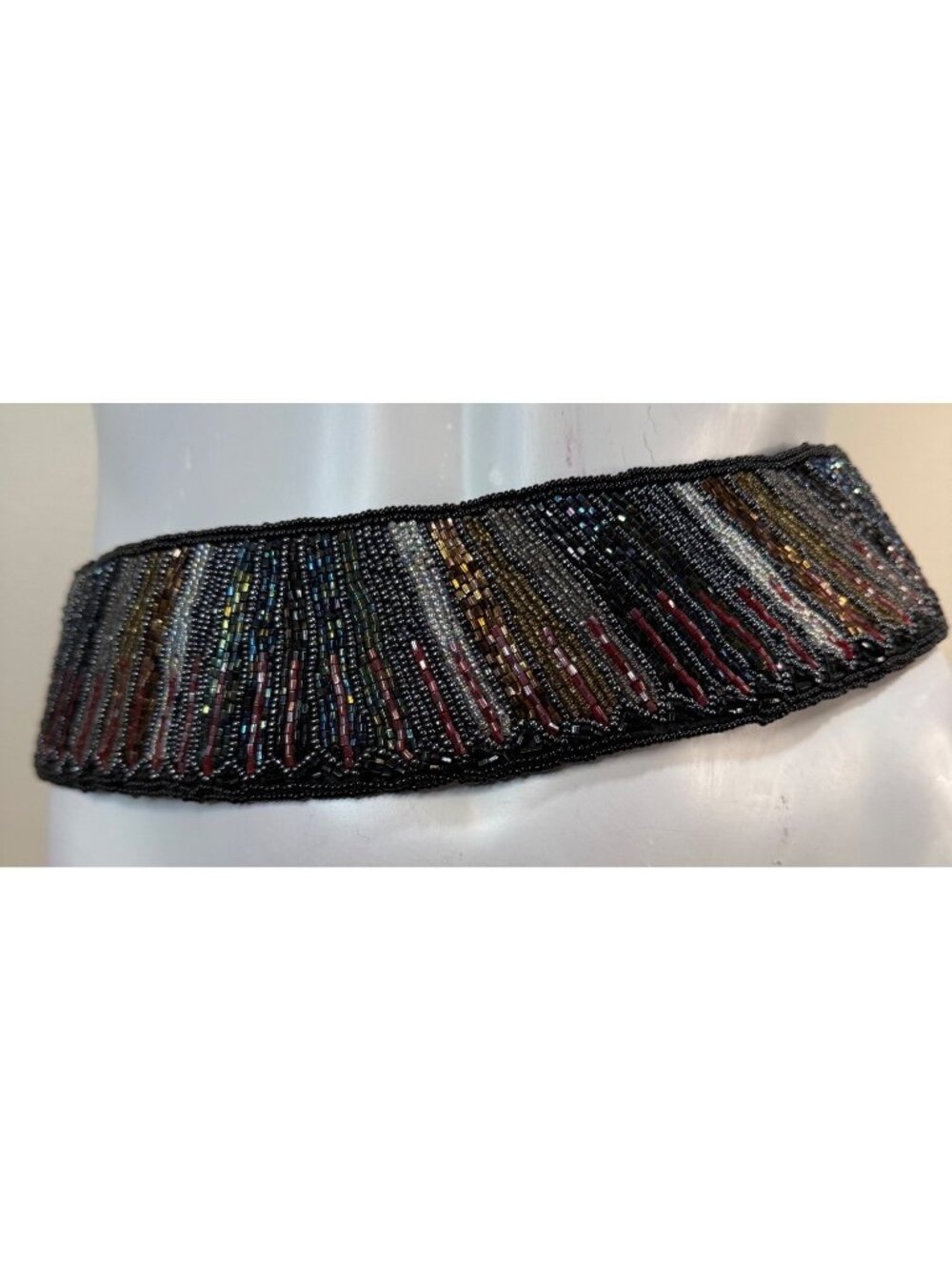 Hand Beaded La Regale Vintage 1980s Aesthetic Velcro Belt Waist Cincher Sash Cum